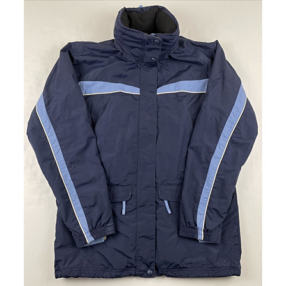 L.L. Bean Full Zip Hooded Ski Jacket Women’s S Inside Pockets Blue Nylon CYF3